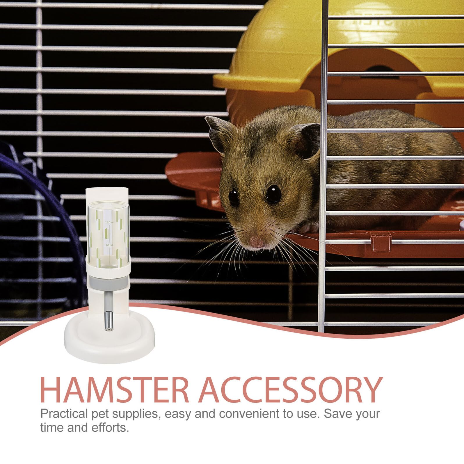 Auslaufsichere Hamster Wasserflasche aus Abs und Glas mit Verstellbarem Ständer Einfacher Wasserstandsanzeige für Kleintiere im Haushalt