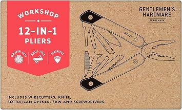 Gentlemen's Hardware Multitools No. 627 Wood Handled Plier Multi-Tool, 12-in-1, Titanium Finish