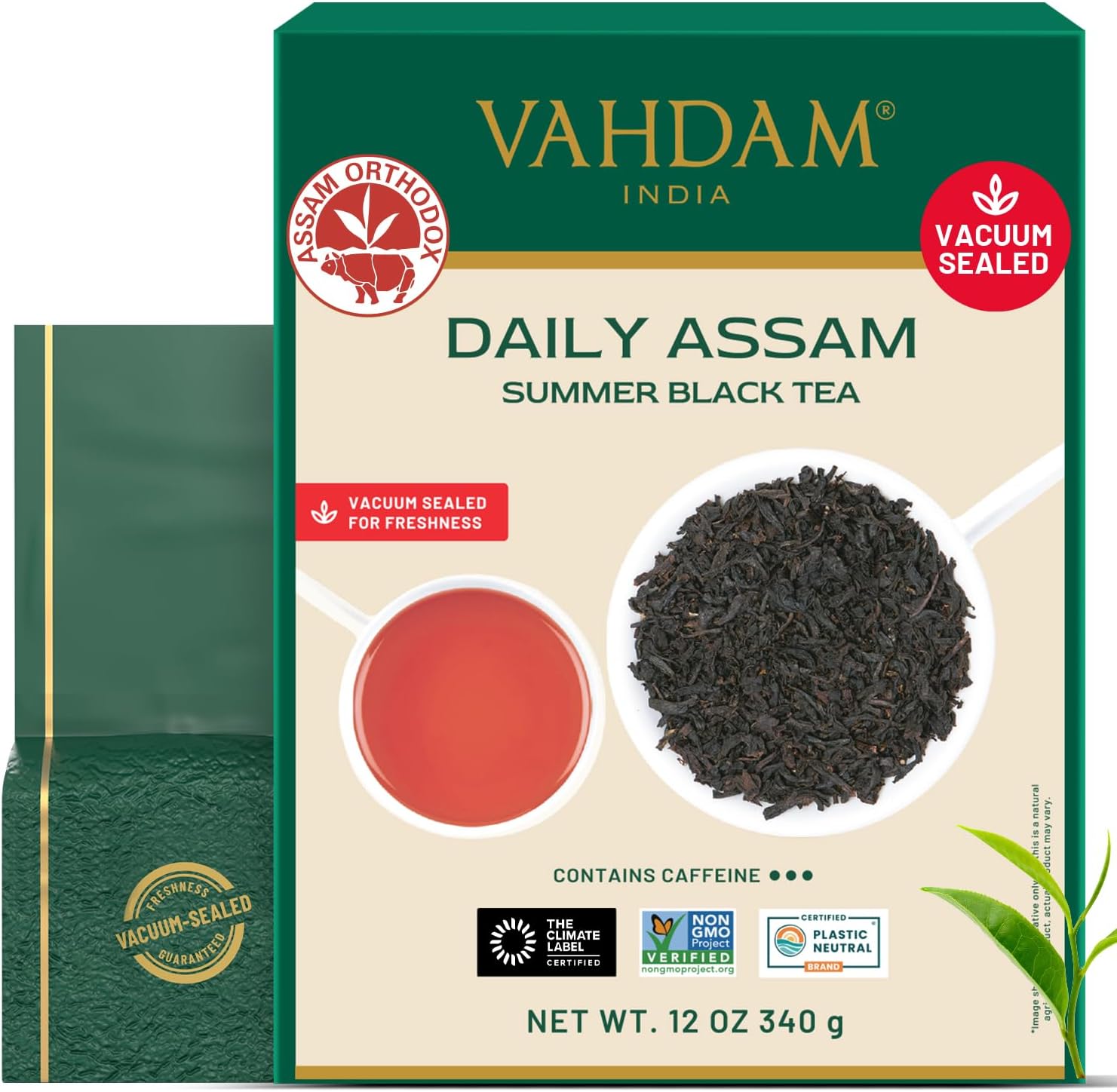 VAHDAM, Assam Black Tea Leaves (340g/12oz) 170+ Servings | High Caffeine, Non GMO, Gluten Free | STRONG, MALTY & RICH | Pure Unblended Single Origin Black Loose Leaf Tea | Vacuum Sealed