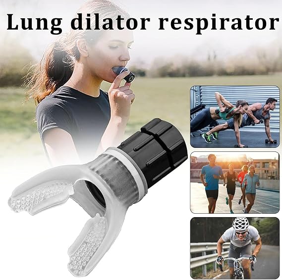 Lung Trainer for Athletes - 12cm Portable Breathing Device, Adjustable Intensity Knob, Strength Booster, Endurance Enhancer | Adult Respiratory Trainer for Sports Fitness Daily Workout Use