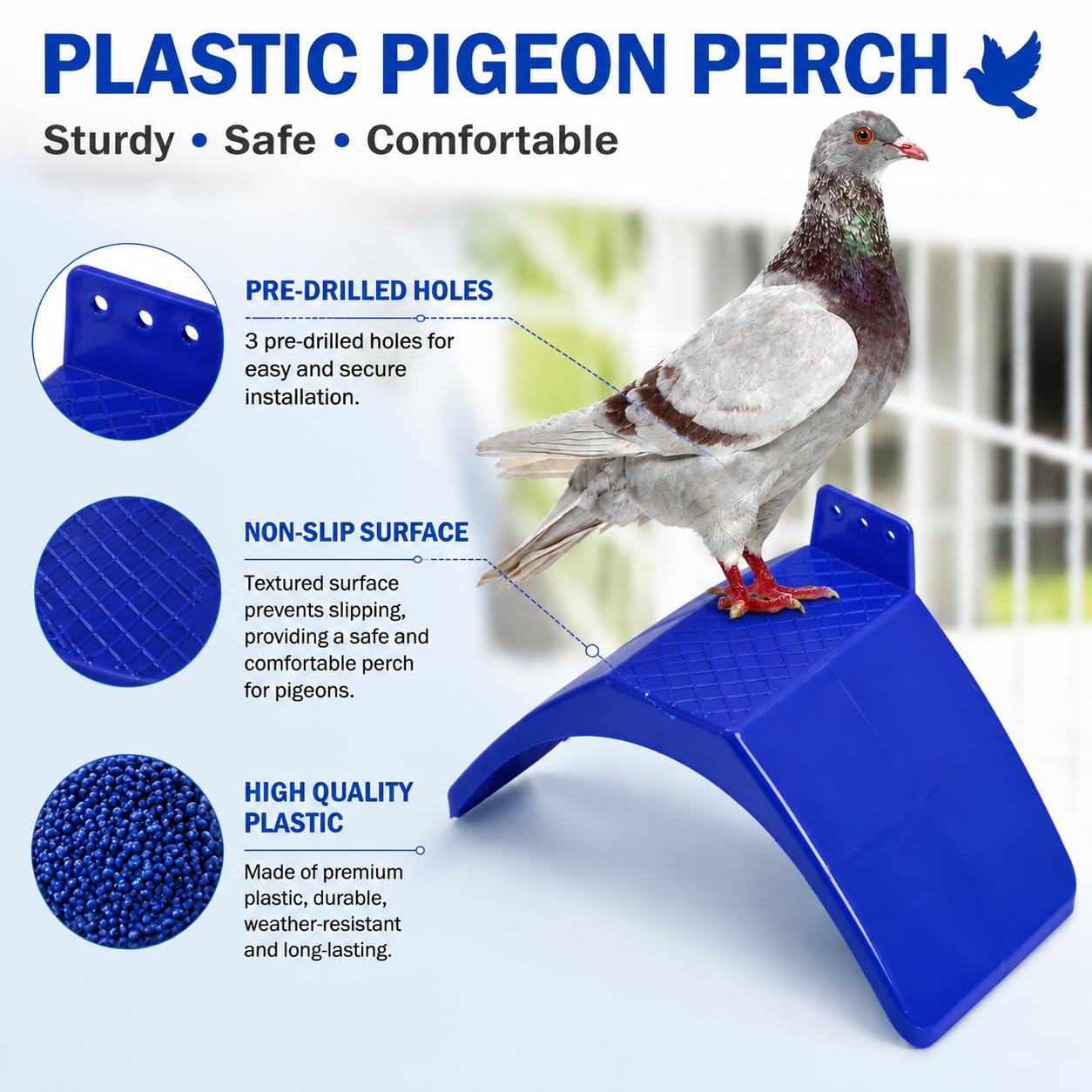 Coloch 20 soportes para palomas, soportes de plástico ligeros para palomas, soporte para pájaros, marco de vivienda, accesorios para loros y otros pájaros