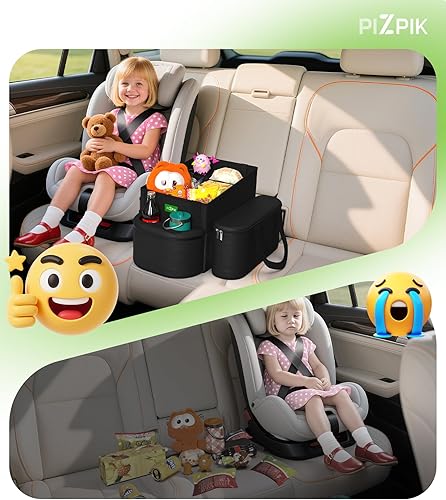 Miniatura 7 de Organizador grande para asiento de automóvil con bolsa enfriadora extraíble para el asiento delantero o trasero para niños y adultos. Versátil para