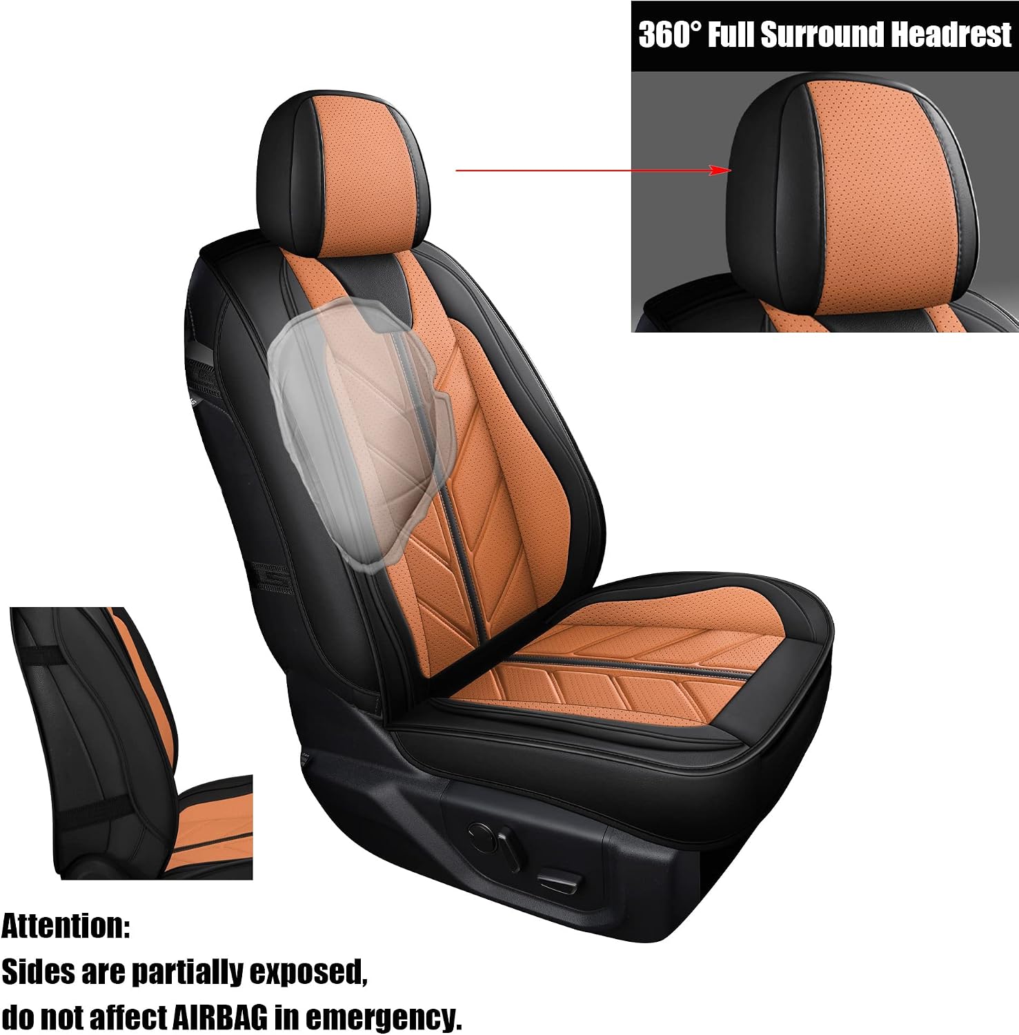 Custom Fit RAM 1500 Seat Covers, Premium Lychee Faux Leather for 2009-2024 RAM 1500 2500 3500 Crew Cab, Semi-Enclosed Waterproof Protectors for Flat or Recessed Rear Bench, Airbag Compatible