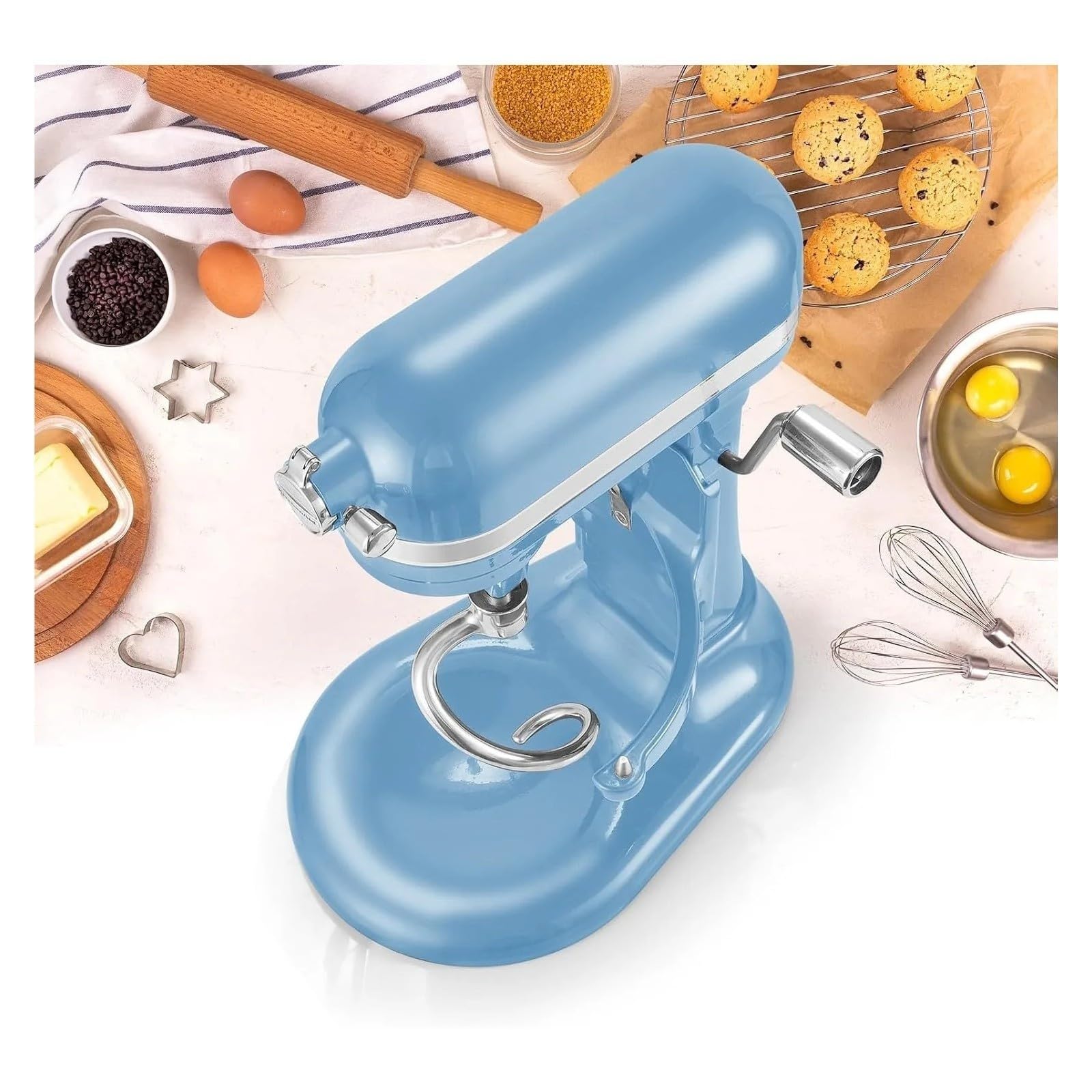Resistente - Gancio for Impastare A Spirale In Acciaio Inossidabile, Compatibile Con KitchenAid, Ciotola Da 7 QT - Robot Da Cucina Con Supporto Sollevabile, Lavastoviglie for Impasti Di Pane E Pizza