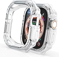 Vista 9 de Funda Armor de 1.732 pulgadas para Apple Watch Ultra 3/2/1 de 1.732 pulgadas, parachoques mate suave + bisel transparente duro, funda protectora