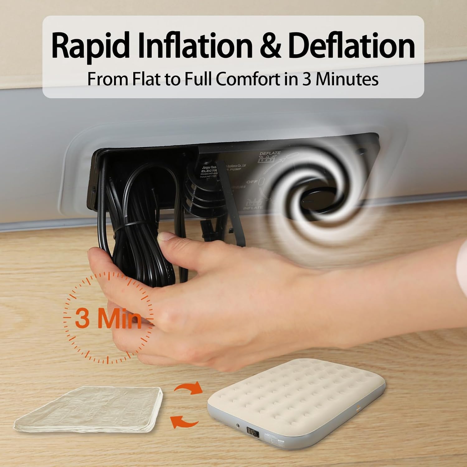 Queen Air Mattress with Built - in Electric Pump - Fast Inflation, Supports up to 650 lbs - Ideal for Camping, Home, Guests, and Portable Travel Use