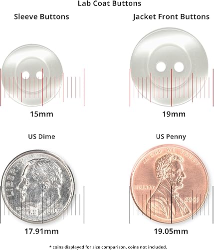 Miniatura 5 de ButtonMode Botones de bata de laboratorio (se adapta a AllHeart, Dickies, higos, manos curativas, Landau Labcoats) con 2 agujeros, juego de 22