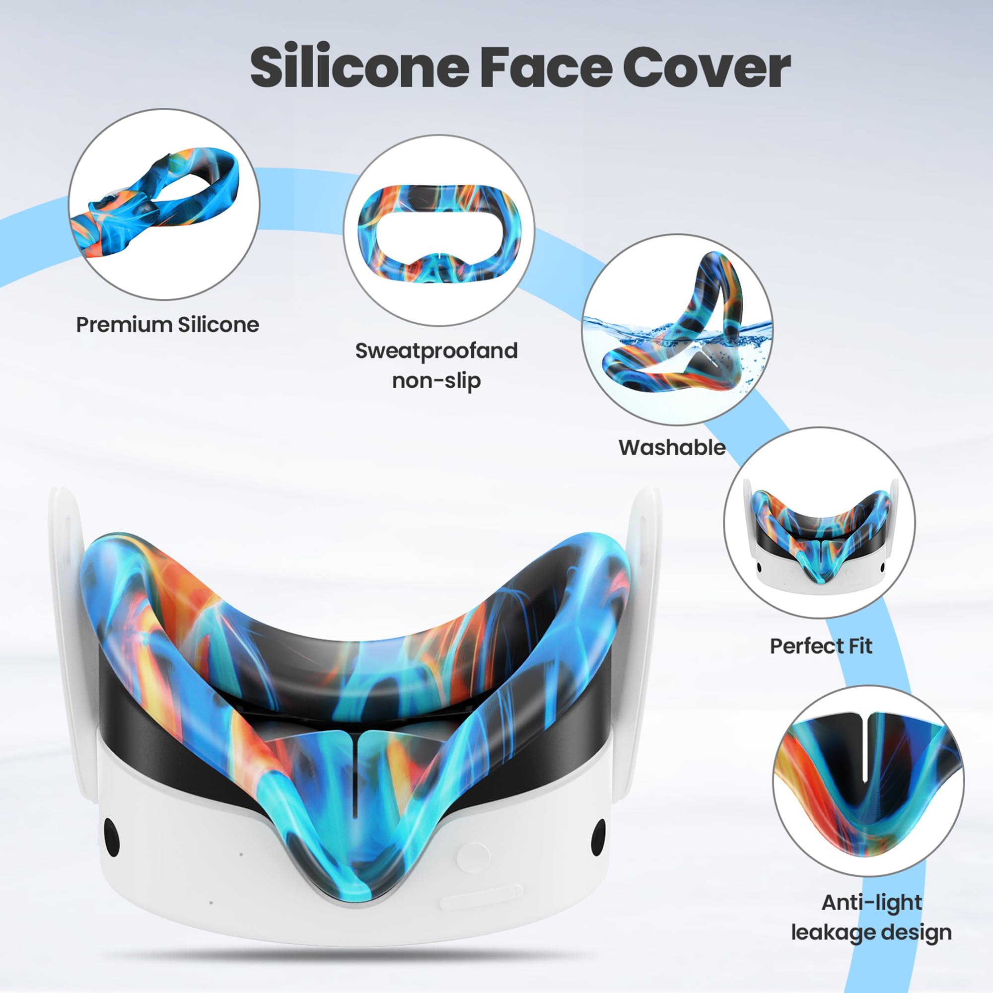 Compatibile con accessori Meta Quest 3s, cover in silicone, copertura per VR Shell, cover per controller touch, copertura per joystick, set di protezione per obiettivo fotocamera (colorato C)