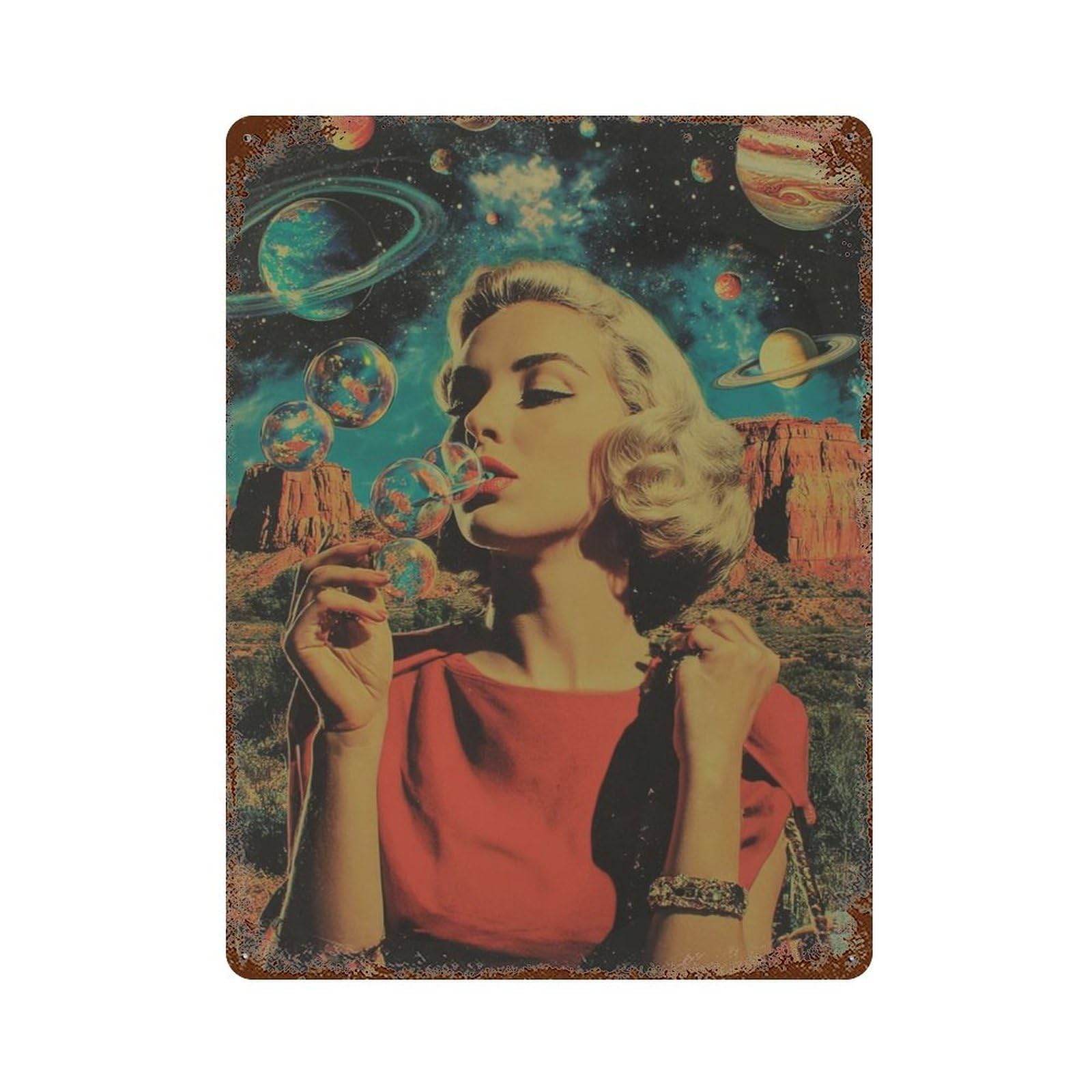 xiaoxiaoshen Retro Space Surreal Collage Cosmic Pop (2) Wall Decor Art Metal Tin Poster Modern Home Decor Art Home Bar Shop Decorations Vintage Sign 40x30cm