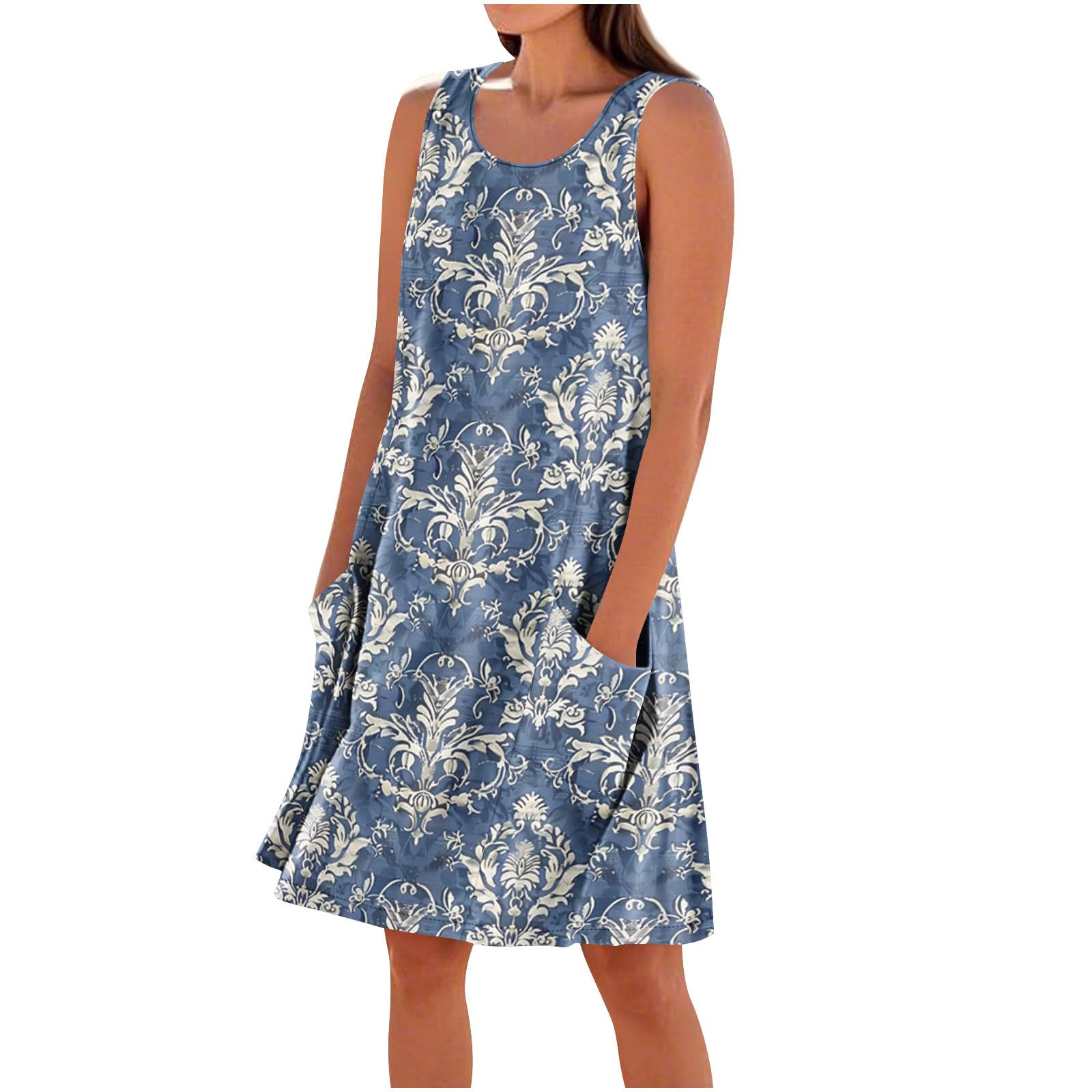 Prendisole Donna Estivo Cotone Vestiti Estivi Vestito Spiaggia Comodi Cotone Senza Maniche Abiti Prendisole Curvy Eleganti Abito Casual Taglie Forti Copricostume Abiti Corto Spiaggia