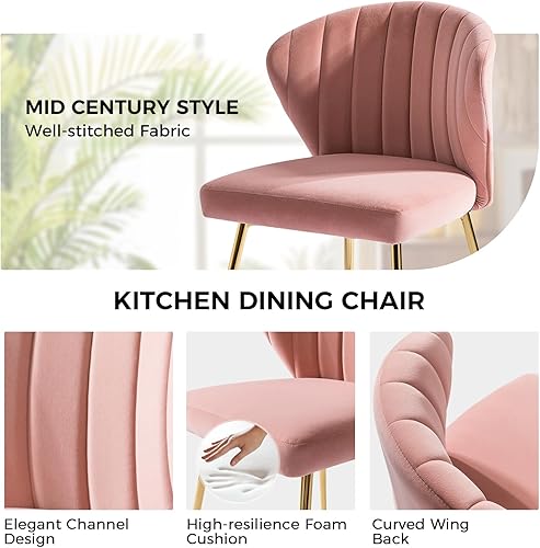 Miniatura 42 de TINA'S HOME Sillas modernas para sala de estar, comedor, pequeña silla decorativa de terciopelo con patas de metal dorado, bonita silla lateral