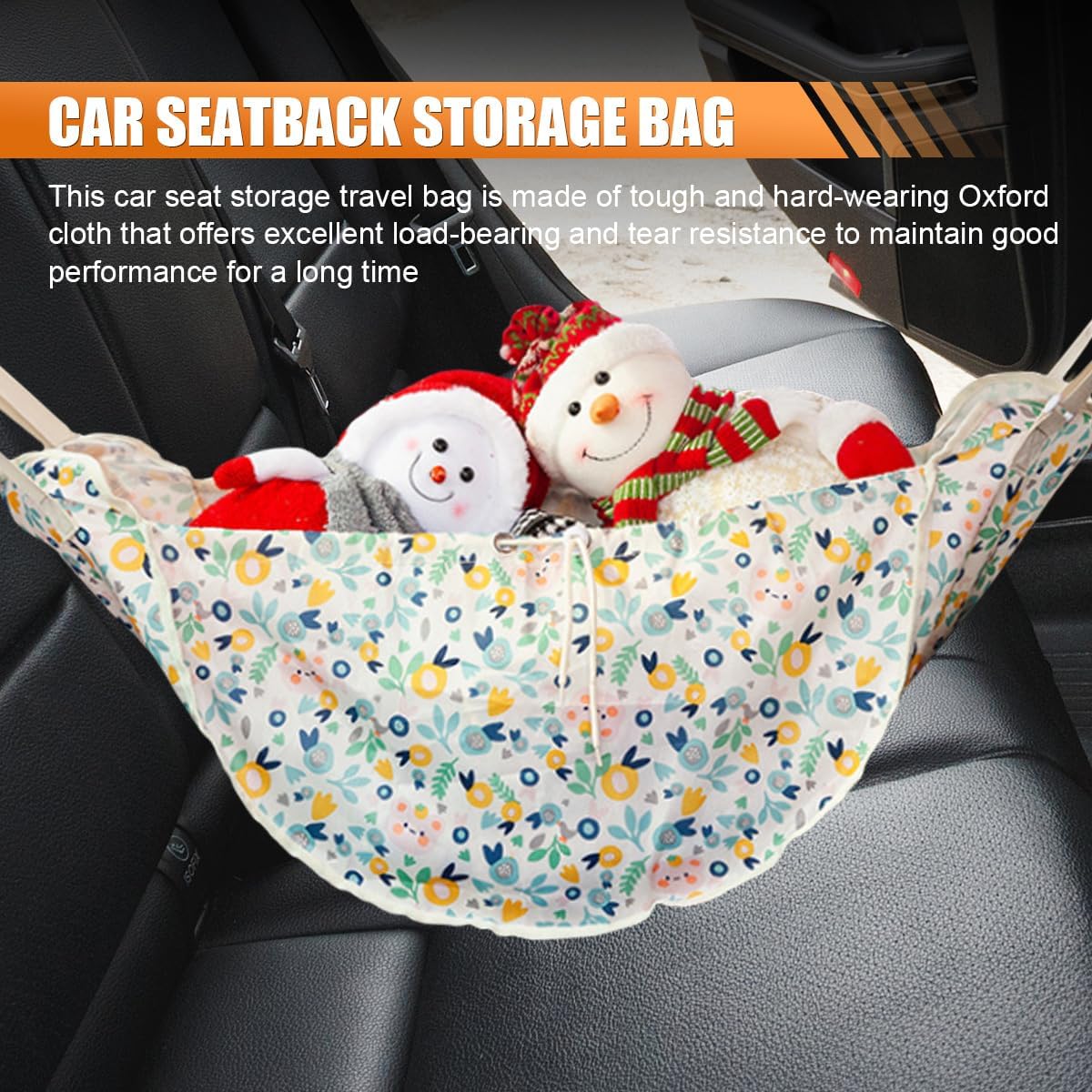 YoRise Car Seat Organizer, Large Capacity Car Seat Travel Bag, Oxford Cloth Passenger Seat Organizer with Drawstrings, Portable Foldable Backseat Storage Bag for Long Trips, Road Travel (Leaf) image 3