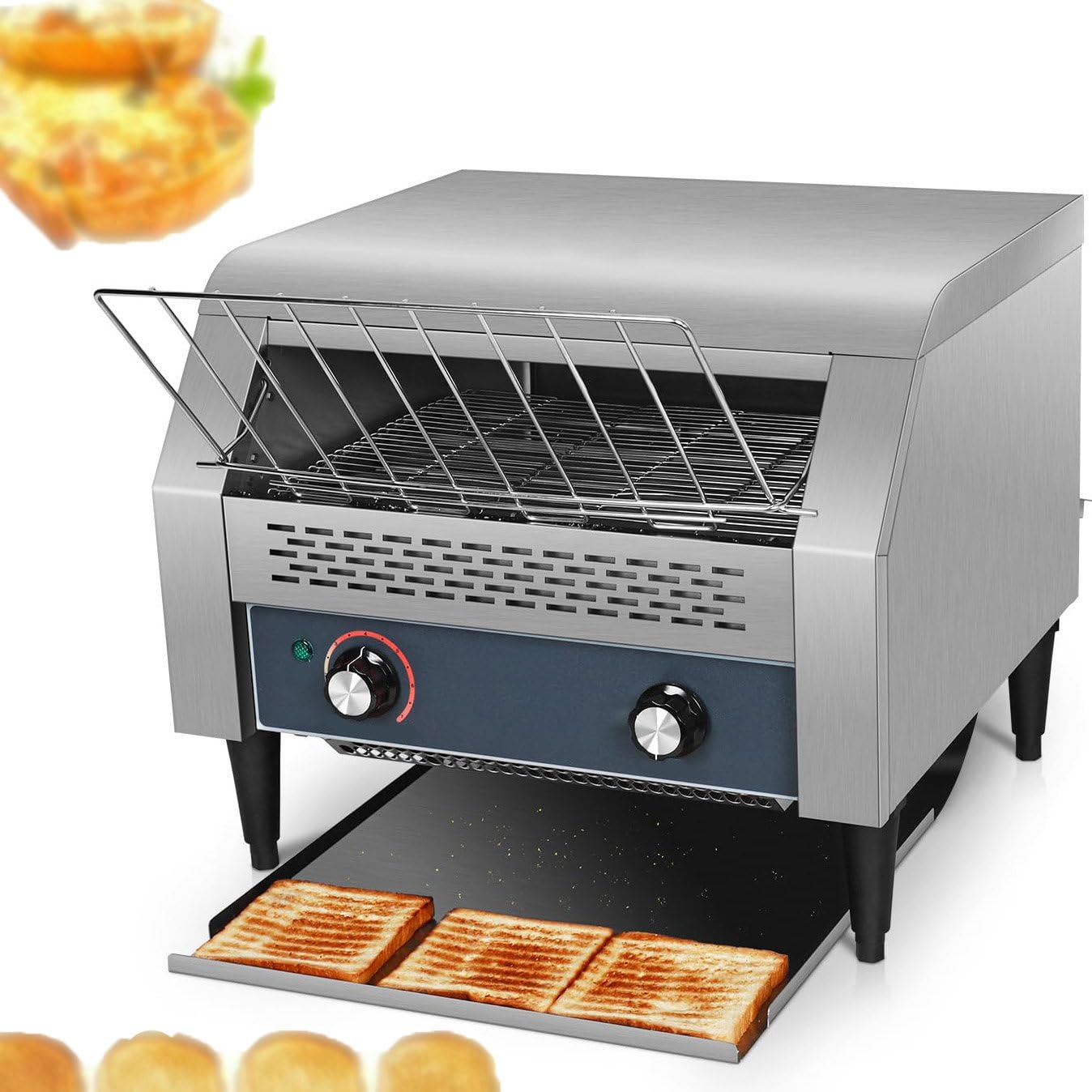 ZHJOPP Commercial Conveyor Toaster, 150/300/450 Slices/Hour, Heavy Duty Stainless Steel, Electric Restaurant Toaster For Toast, Bun, Bagel (F350Type)