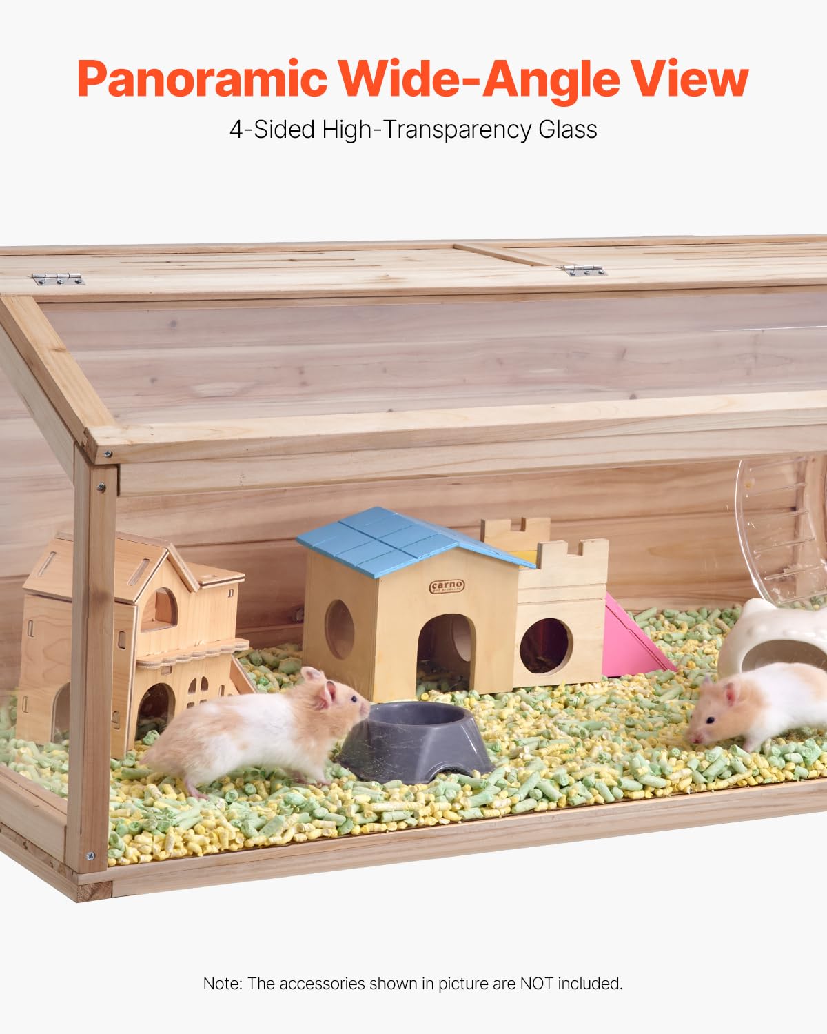 24 Inch Hamster Cage Wooden With Acrylic, Dwarf Hamster Cage, Small Animal Habitat With Openable Top, Mouse Cage For Guinea Pigs, Chinchillas, Gerbil