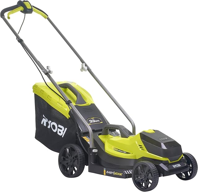 Ryobi OLM1833B 18V ONE+ Cordless 33cm Lawnmower (Body Only), Anthracite/Green