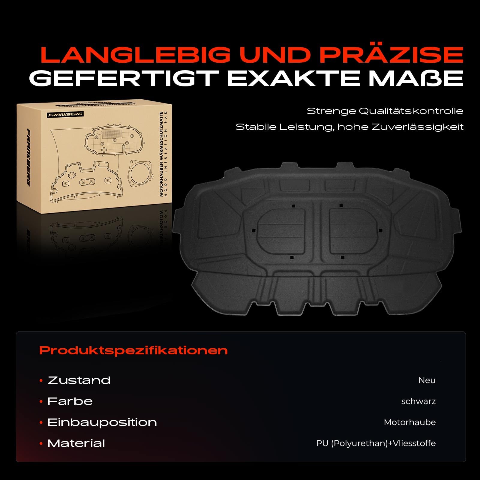 Frankberg Motorraumdämmung Motorhaube 4L0863825 | Kompatibel mit Q7 4L, Q7 4LB, Q7 Van 4LB