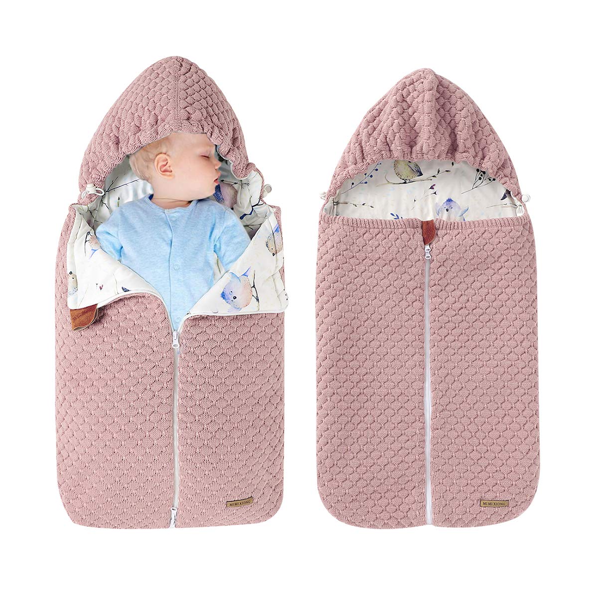 mimixiongBaby Swaddle Blanket Wrap,Soft Newborn Sleeping Bag for 0-12 Months (Pink)