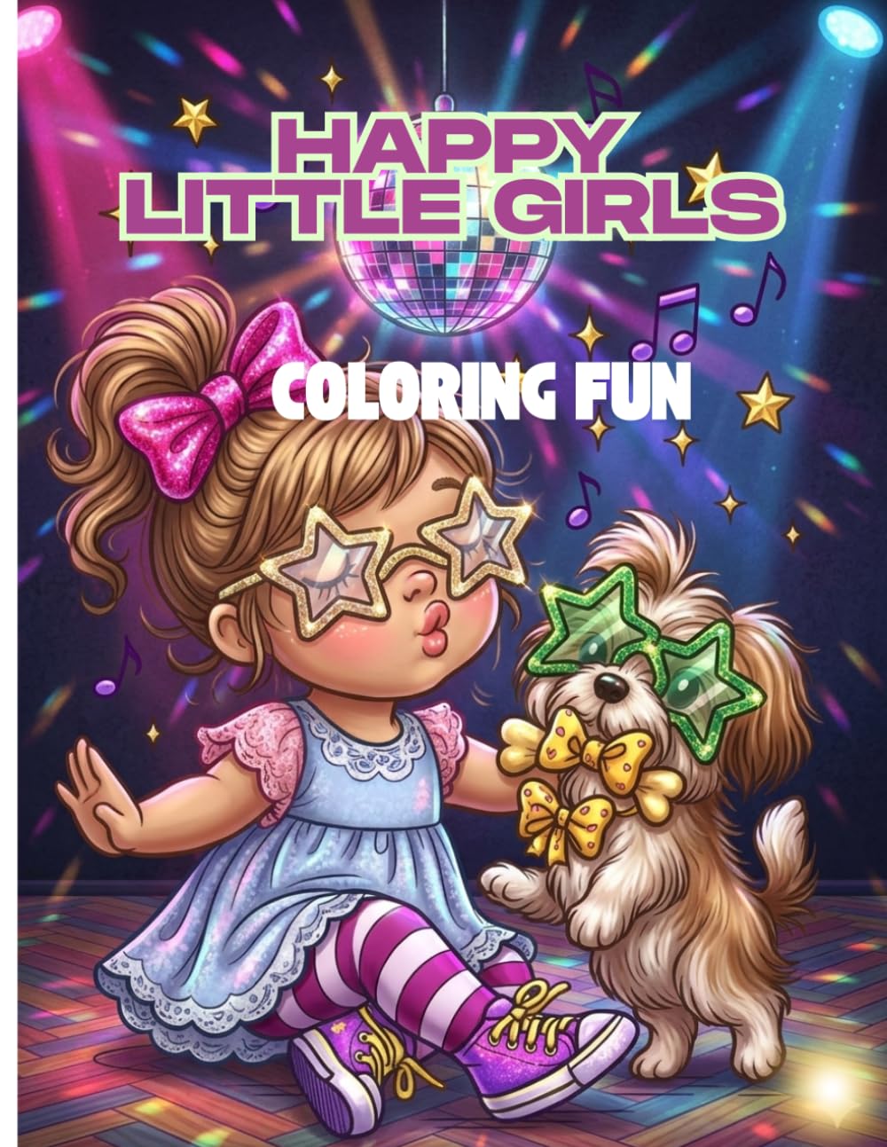 Happy Little Girls Coloring Fun bold and easy for all ages: Relaxing coloring book