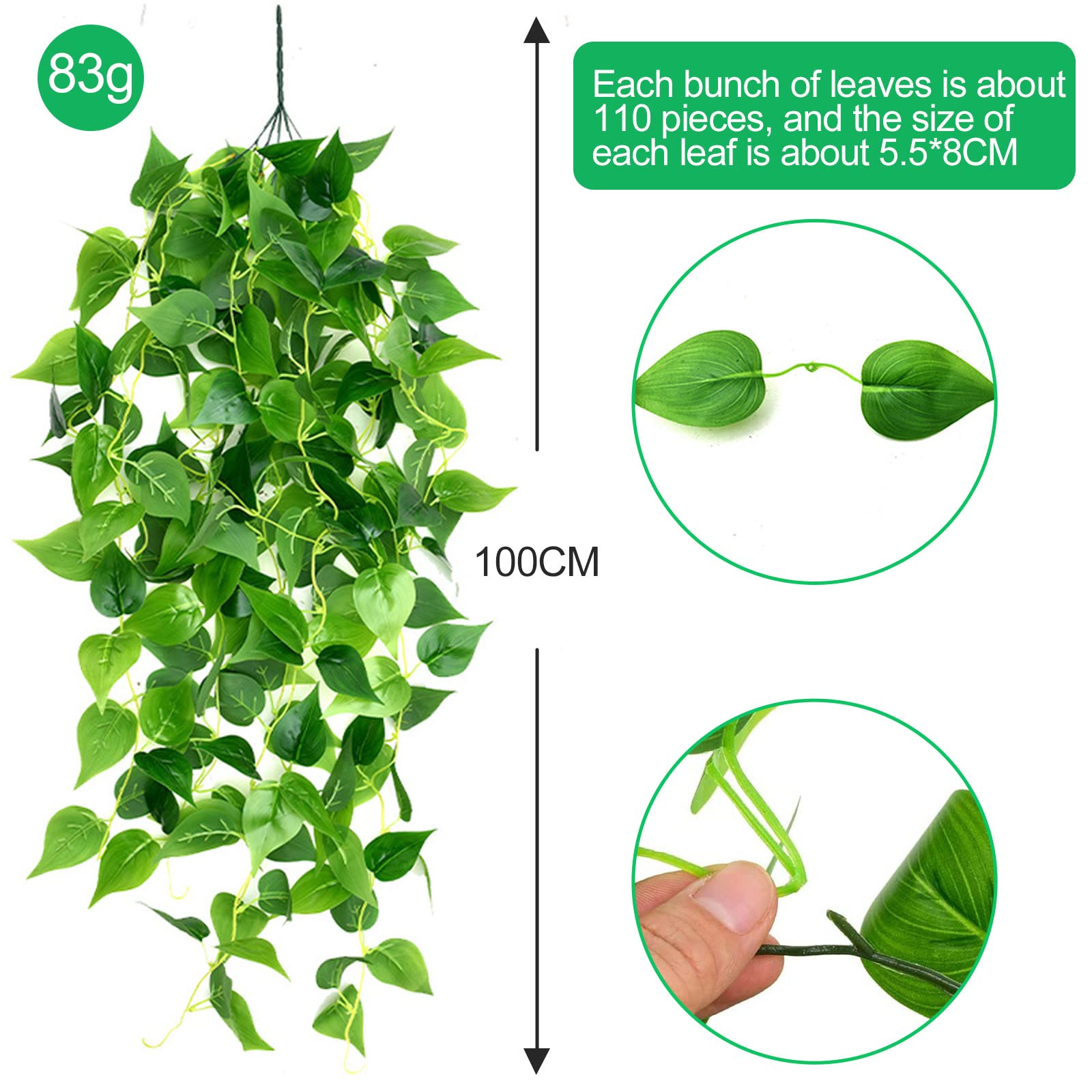 Newaner 2 Piezas Plantas Colgantes Artificiales, 100 Cm Planta Colgante SimulacióN Hiedra Verde Eneldo Guirnalda Colgante para Boda JardíN BalcóN Dormitorio Interior DecoracióN de La Pared