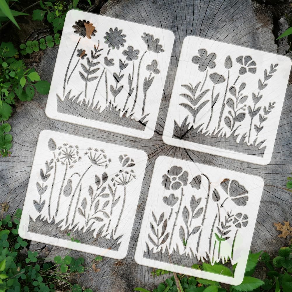 Stencil Fiori Selvatici Grandi 21x29.7 Cm - Pet Reutilizzabile Per Pittura Pareti - Foto 5