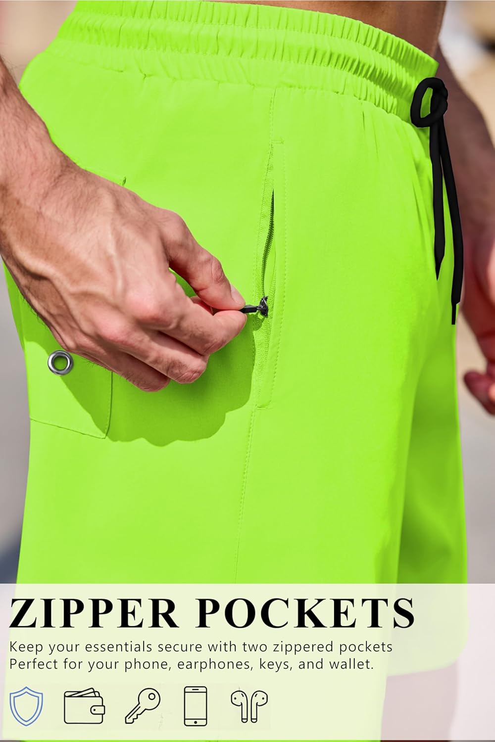 COOFANDY Men's 7" Swim Trunks with Compression Liner Stretch Swimming Shorts with Zipper Pockets
