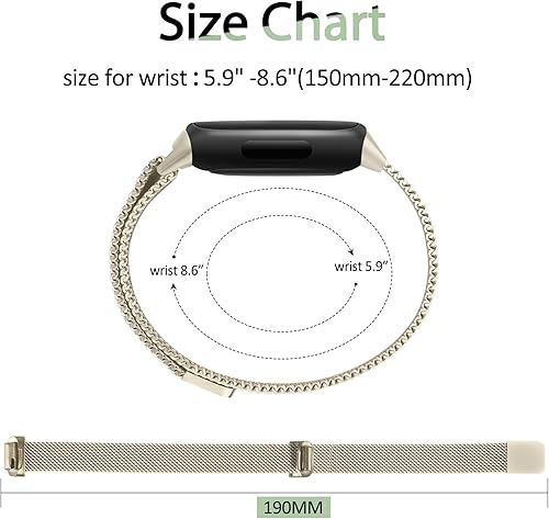 Miniatura 4 de Correa de metal compatible con Fitbit Inspire 3 bandas para mujeres y hombres, correa de repuesto de malla de acero inoxidable ajustable magnética
