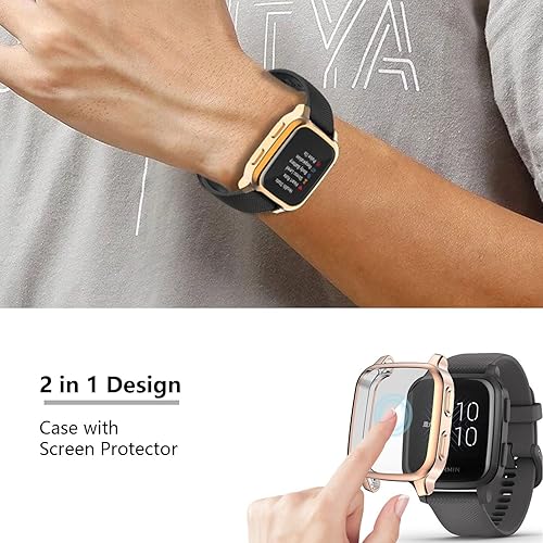 Miniatura 2 de Paquete de 5 protectores de pantalla compatibles con Garmin Venu Sq y Venu Sq 2, carcasa chapada en TPU suave, cubierta completa, compatible con