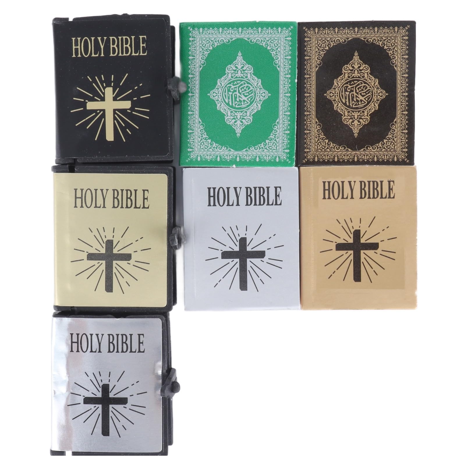 Miniature Bible, 1:12 Mini Doll House Pocket Furniture Book Accessories Bible Flip Book Miniature Toy Miniature Study Library Accessory(5 Holy Bible +