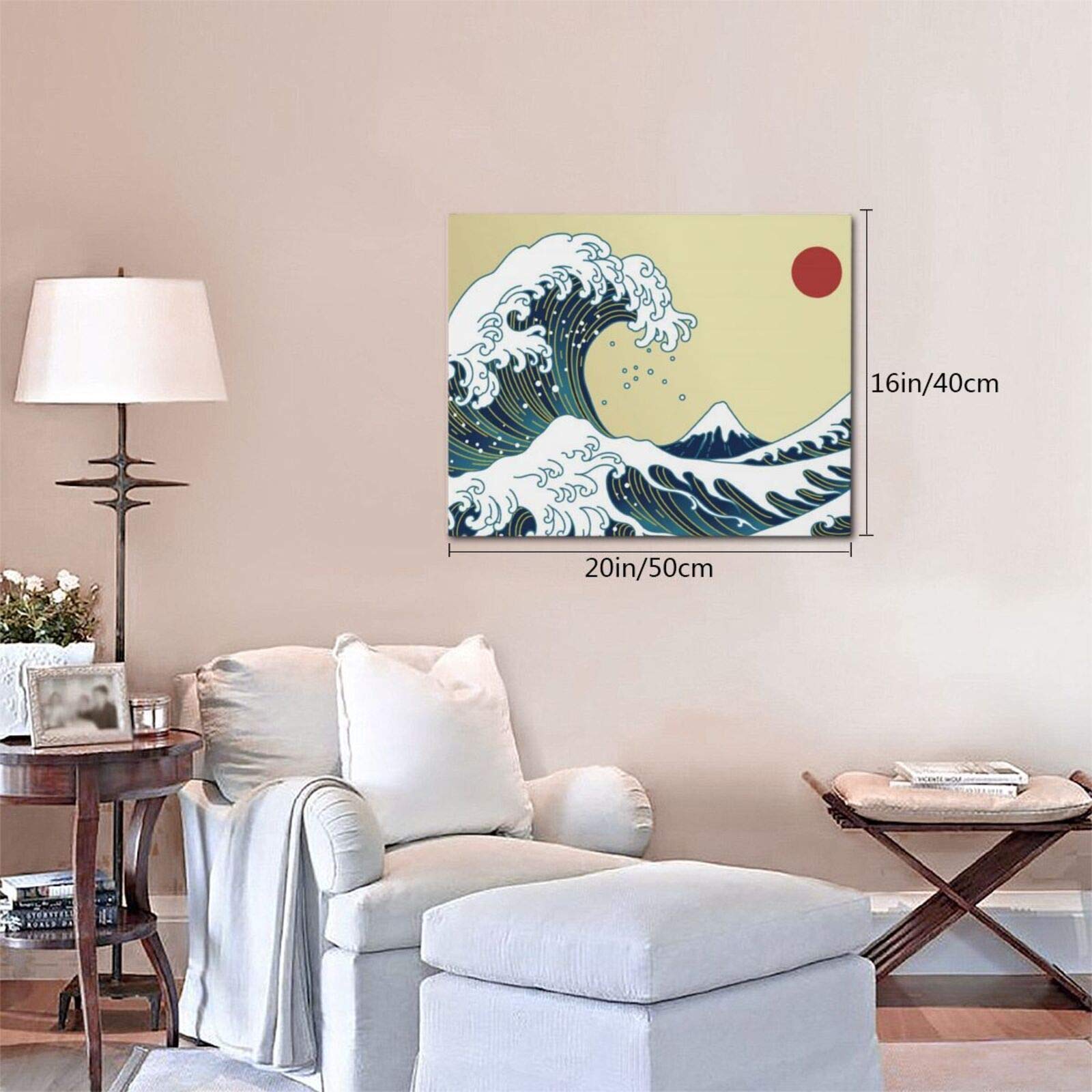 Amazon｜DADABULIU アートパネル 絵画 和風 太陽 波 富士山 和柄