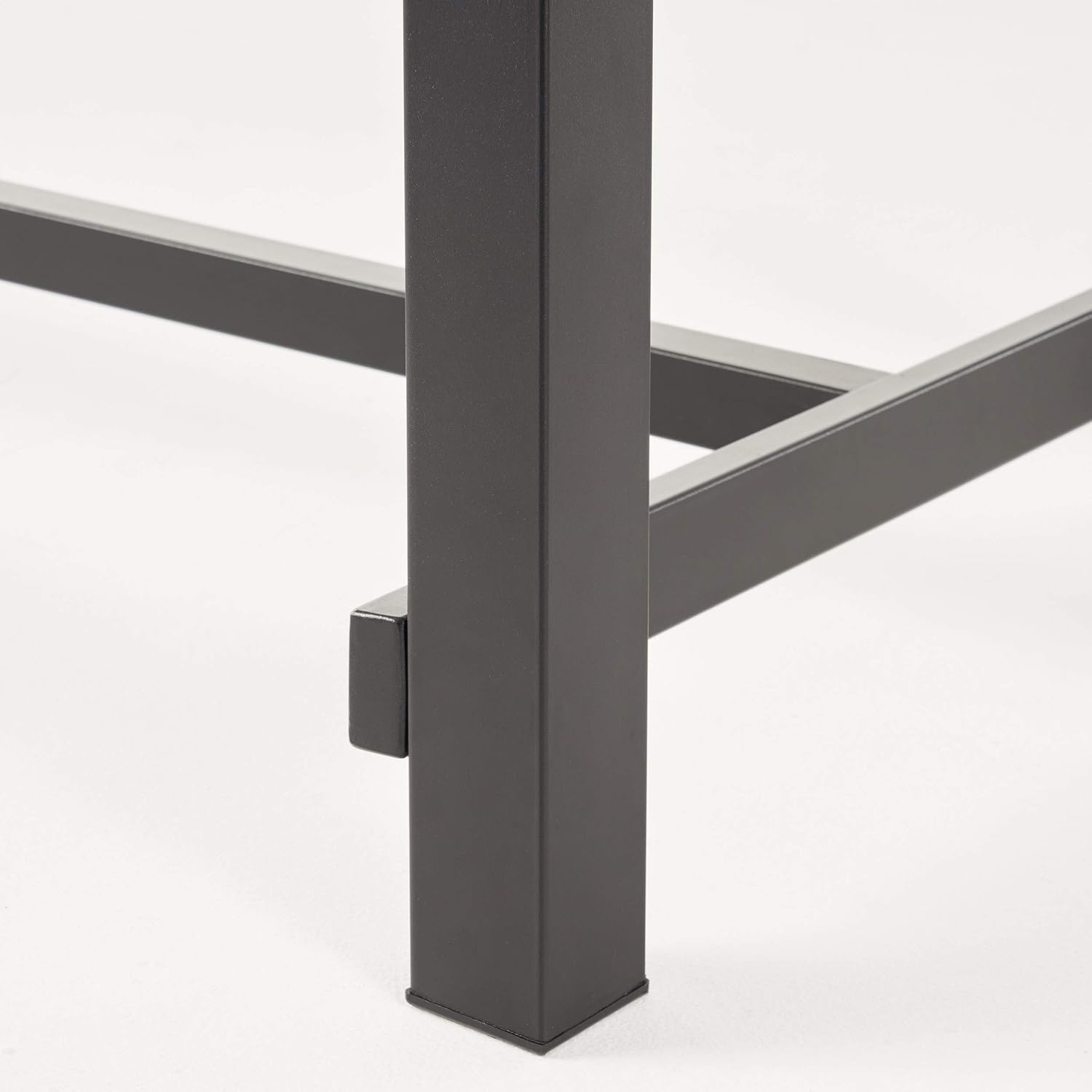 Sleek Acacia Wood & Metal Frame Outdoor Dining Table, Light Gray/Black