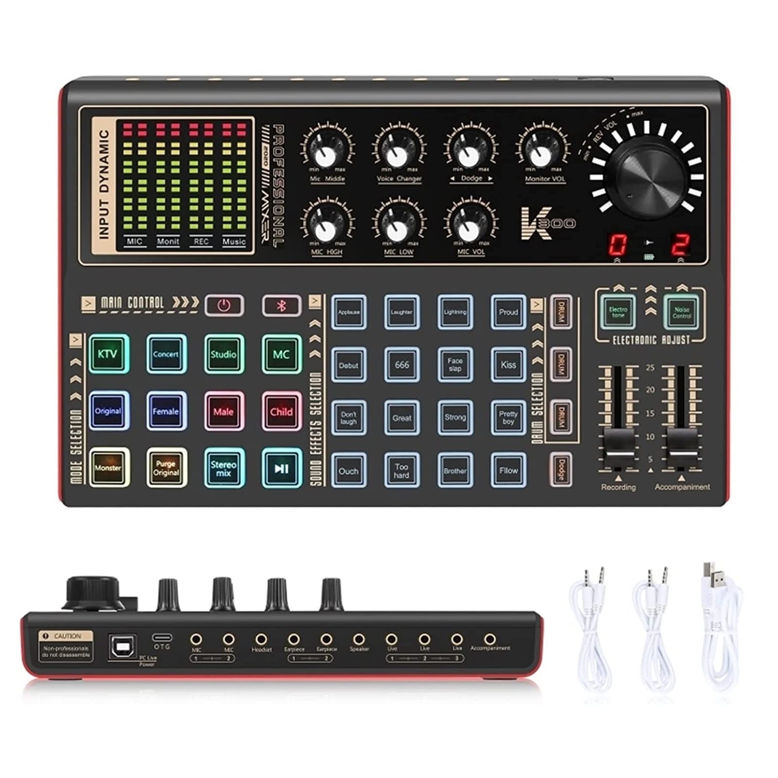 Mezclador de audio profesional, efectos tarjeta sonido sin pérdida, grabación en vivo, mezclador for teléfono, PC, computadora, estudio, fiesta