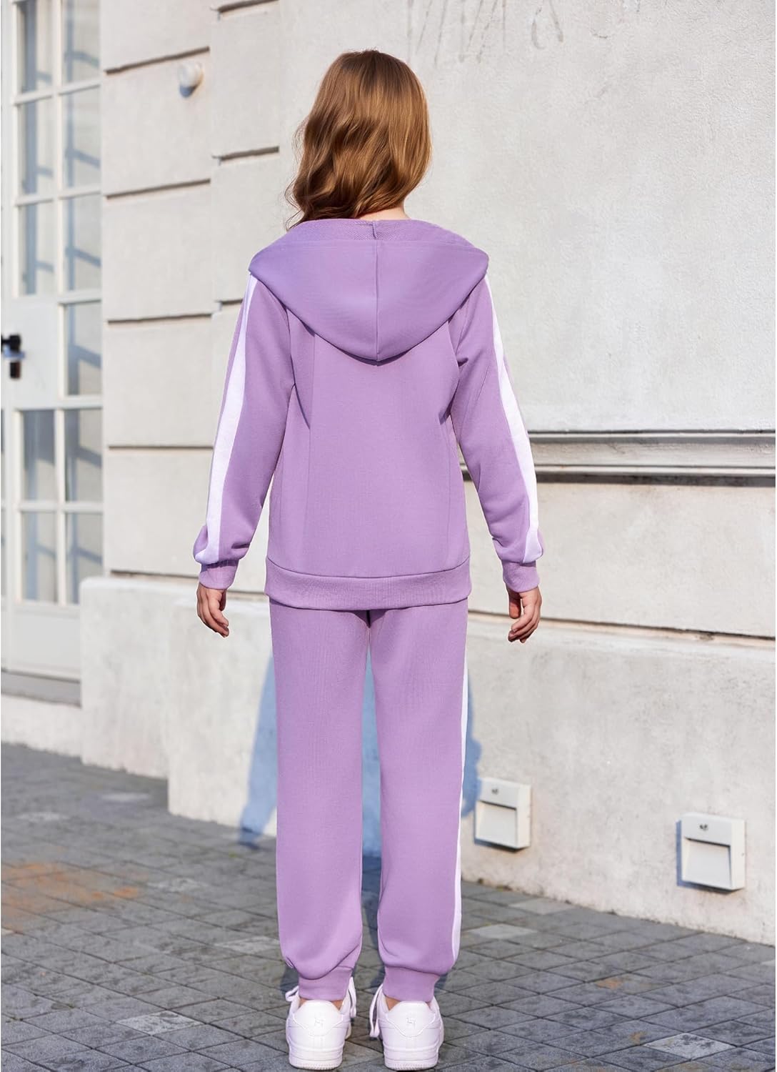 Arshiner Girls 2 Piece Outfits Sweatsuits Zip Up Hoodie Sweatshirt and Sweatpant Athletic Tracksuit Jogger Set - Image 3