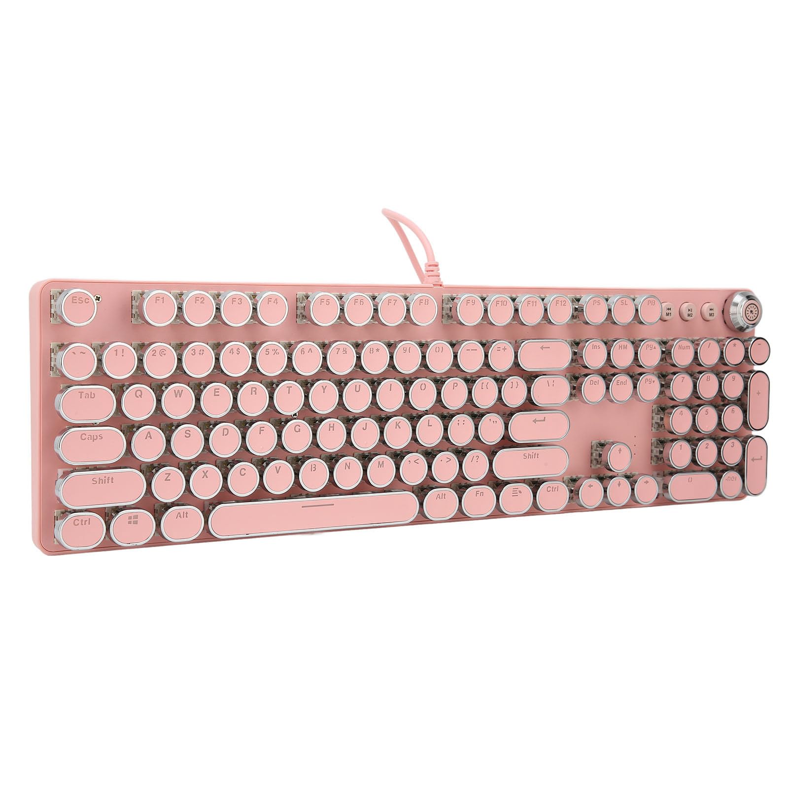 Jiawu Tastiera Meccanica 104 Tasti Interruttore Blu, Tastiera da Gioco Cablata con Albero Meccanico Reale, Copritasto Punk a Iniezione a Due Colori con Modalità Multi Luce per PC Gamer (902-7 rosa