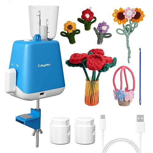 Caydo i Cord Knitting Machine, Electric iCord Maker Tool with Adequate Tension, i-Cord Knitter Machine, Automatic Knitting Yarns to i-Cords, Efficiently DIY Knitting Machine for Crocheters(Patented)