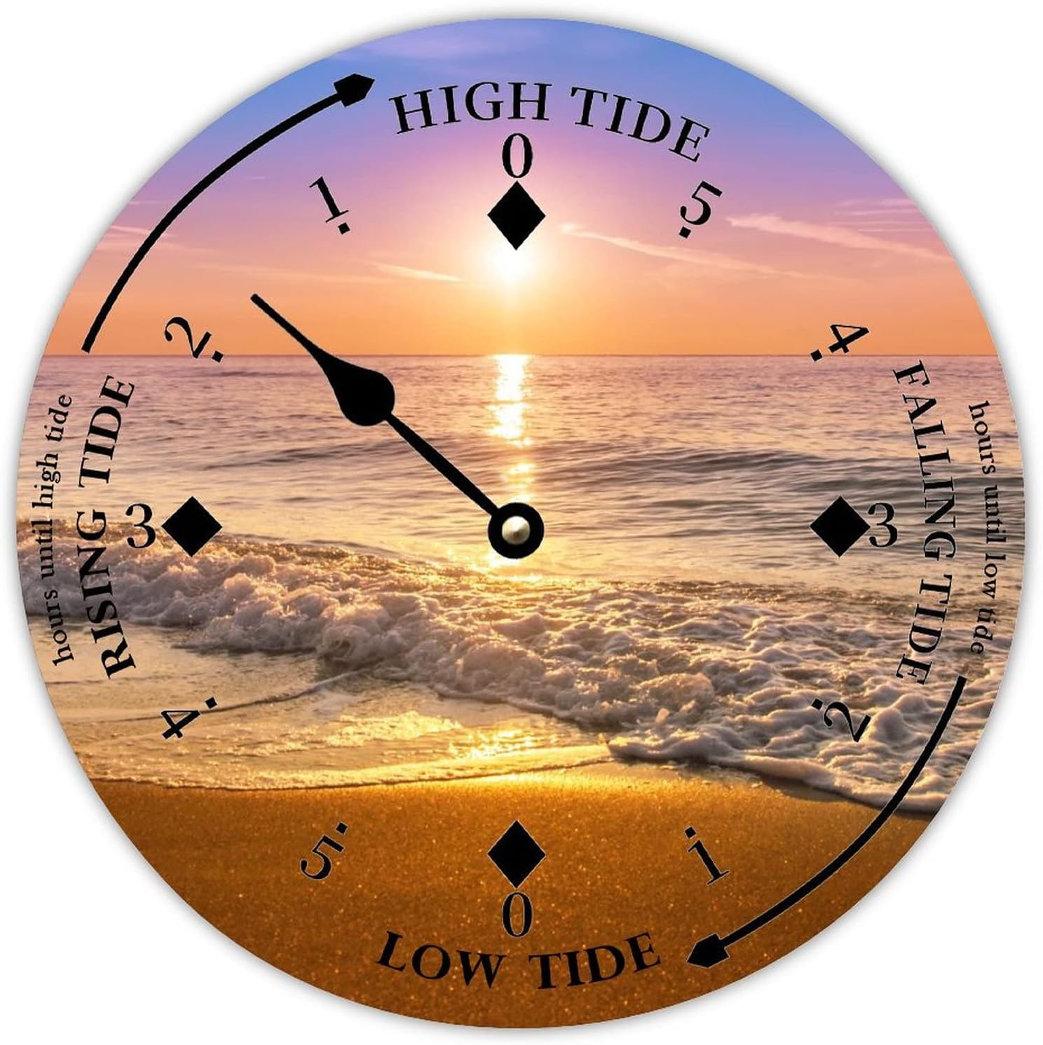 Alioyoit Wooden Wall Tide Clock Sunset Ocean Time Coastal