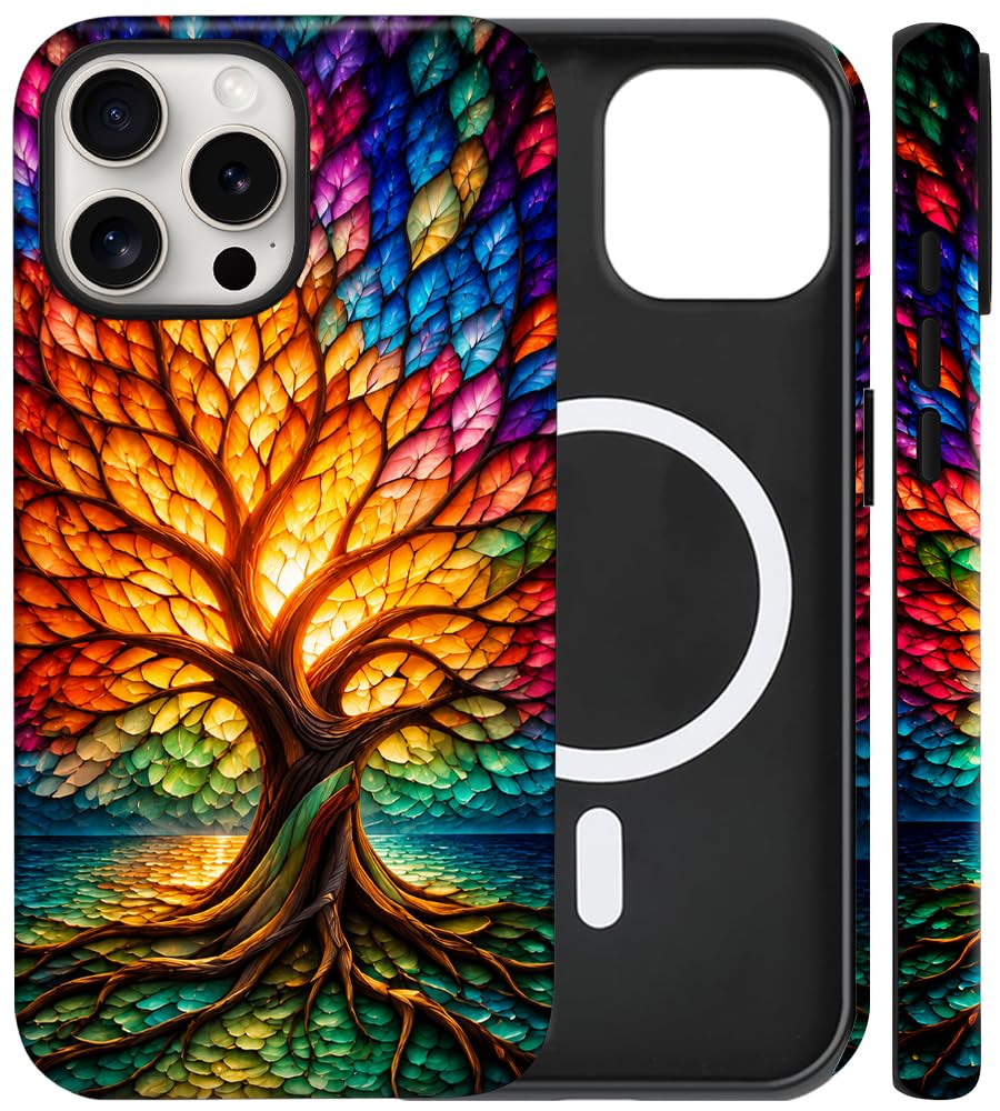 Coque iPhone 14 anti-choc en verre fin motif arbre de vie - 8