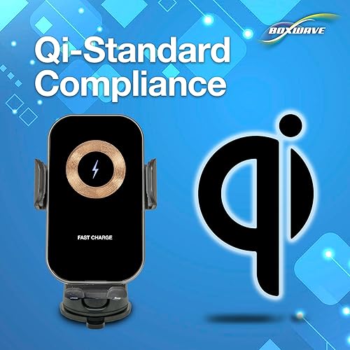 Miniatura 8 de BoxWave Cargador de coche compatible con Samsung Galaxy S23 Ultra - Montaje automático de carga inalámbrica (15 W), cargador de coche inalámbrico Qi