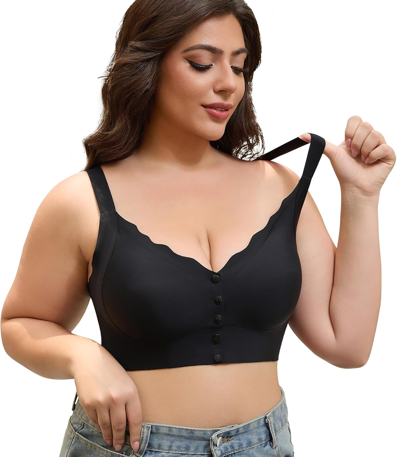Front Closure Bras for Women Wireless Plus Size No Underwire Seamless Mastectomy Bralette Adjustable Straps Seniors Comfort