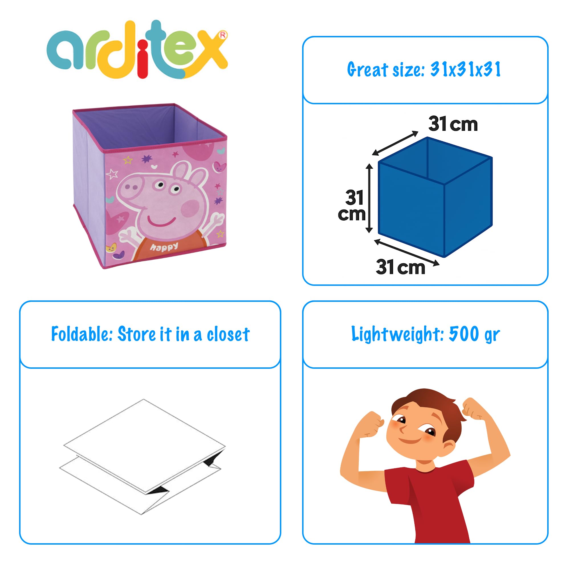 Hasbro ARDITEX Peppa Pig Contenitore Organizzatore Pieghevole 31x31x31cm