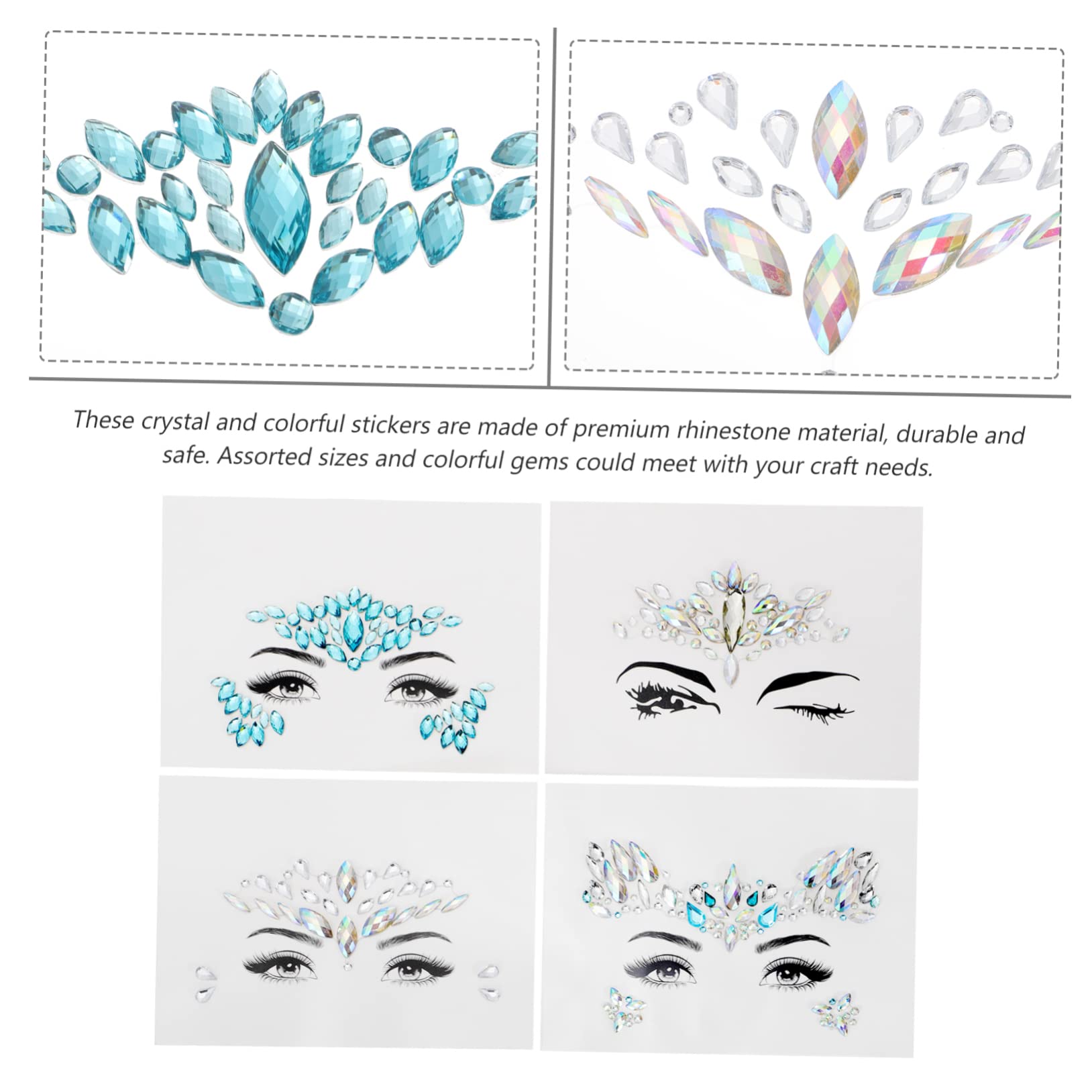 Healvian 12pezzi Adesivi Brillanti Per Viso Gemme Di Cristallo Temporanee Per Trucco Perfetti Per Feste Eventi e Occasioni Speciali