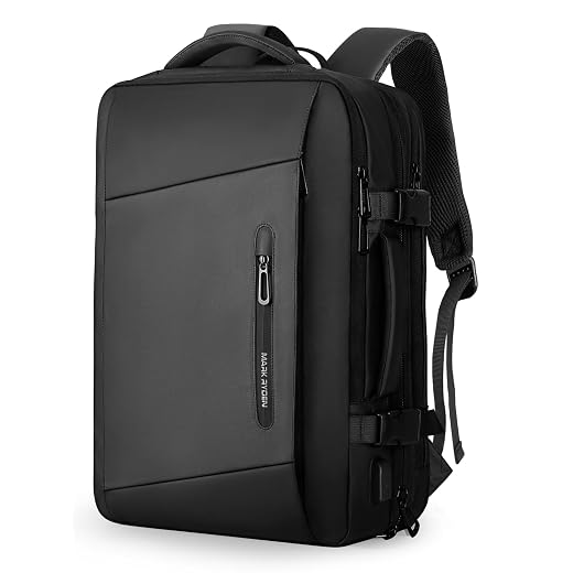 MARK RYDEN Mochila de viagem para homens, 38 L aprovada por companhias aéreas com compartimento para laptop de 17,3 polegadas e porta de carregamento USB, mochila de negócios à prova