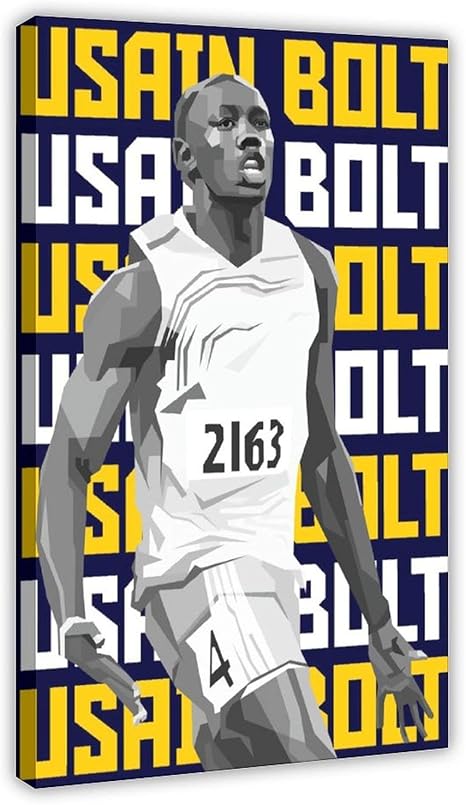 Amazon Co Jp 陸上競技選手ウサインボルト壁装飾絵画スポーツポスター29キャンバスポスター壁アート装飾プリント額縁家族の寝室の装飾フレーム 16 24インチ 40 60cm ホーム キッチン