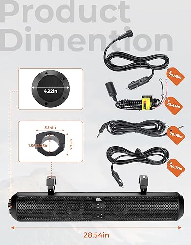 Miniatura 7 de KEMIMOTO Barra de sonido UTV de 28 pulgadas, 4 subwoofers, luces LED de fiesta, barra de sonido Bluetooth para carrito de golf, 2 tweeters