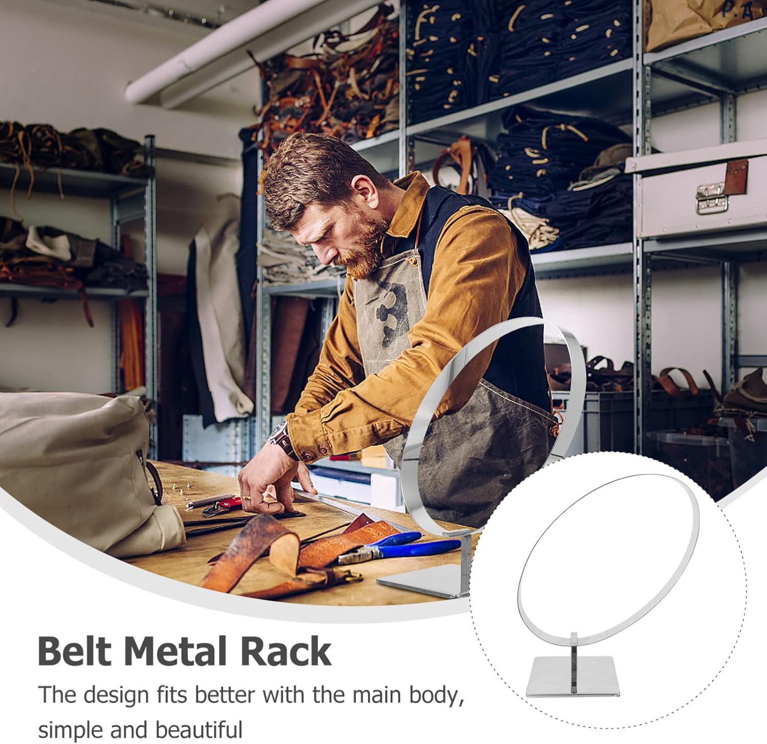 Happyyami Elegant Belt Display Rack Design Waist Belt Showing Holder Metal Belt Stand for Organizing and Showcasing Your Belts for Home Retail