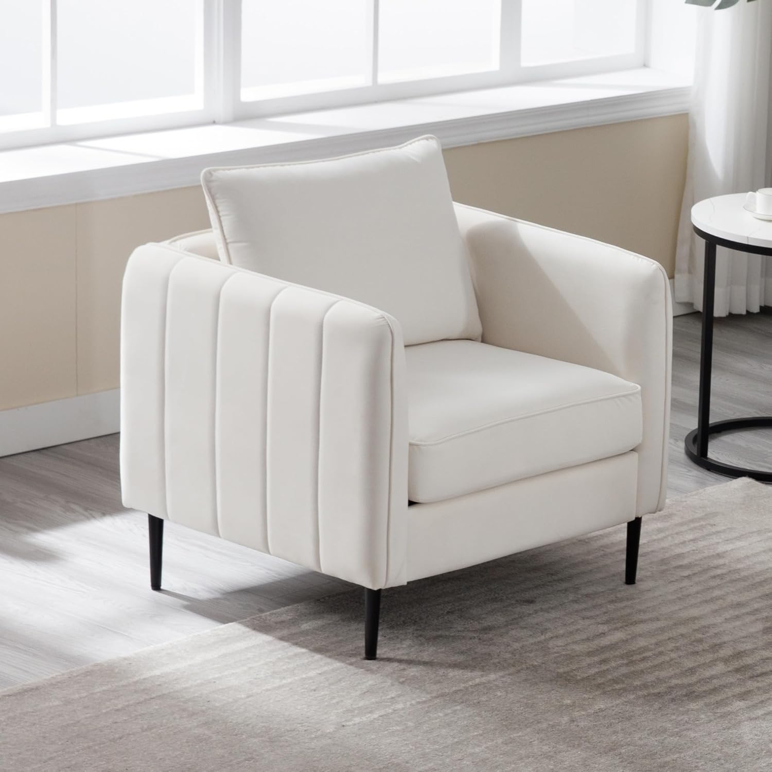 SZLIZCCC Velvet Accent Chair, Modern Tufted Single Sofa Armchair,Comfy Upholstered Armchair,Reading Club Accent Chairs for Bedroom Living Room (Olive Green)