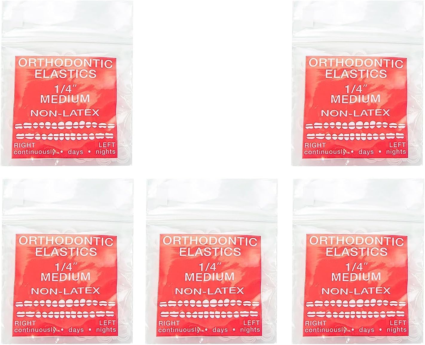 JMU Orthodontic Rubber Bands 1/4 Medium 6.4 mm Clear Orthodontic Elastics 4.5oz 500 pack Latex Free Dental Rubber Bands Made in USA