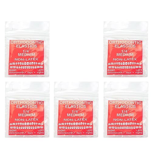 JMU Bandas de goma de ortodoncia 14 medianas de 0.252 in transparentes de ortodoncia elásticas, 4.5 onzas, paquete de 500 bandas de goma dentales