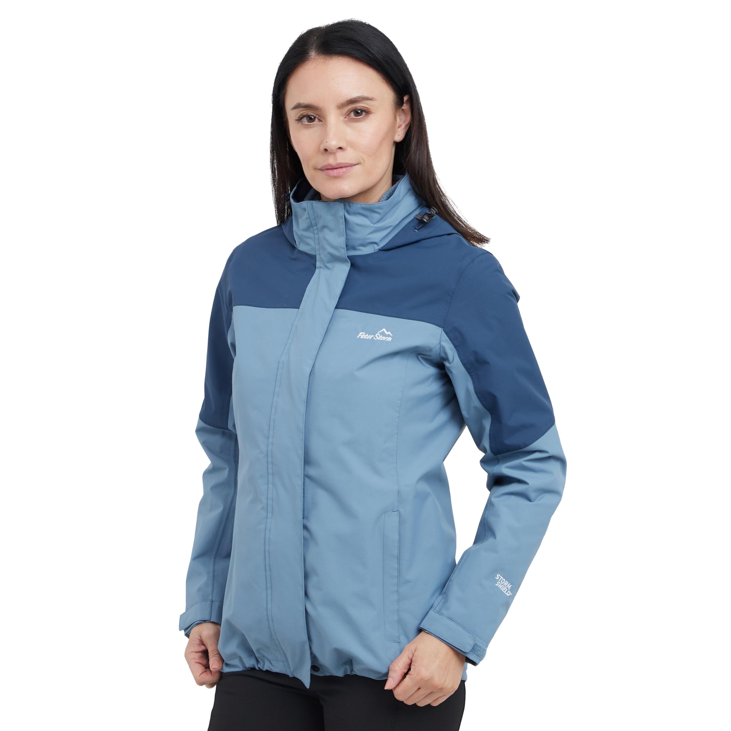 Peter Storm Women's Blue Pennine Jacket, Waterproof And Breathable, 2-Layer Storm Shield Technology, Adjustable Hood, Multiple Pockets (Uk, Numeric, 14, Regular, Regular, )