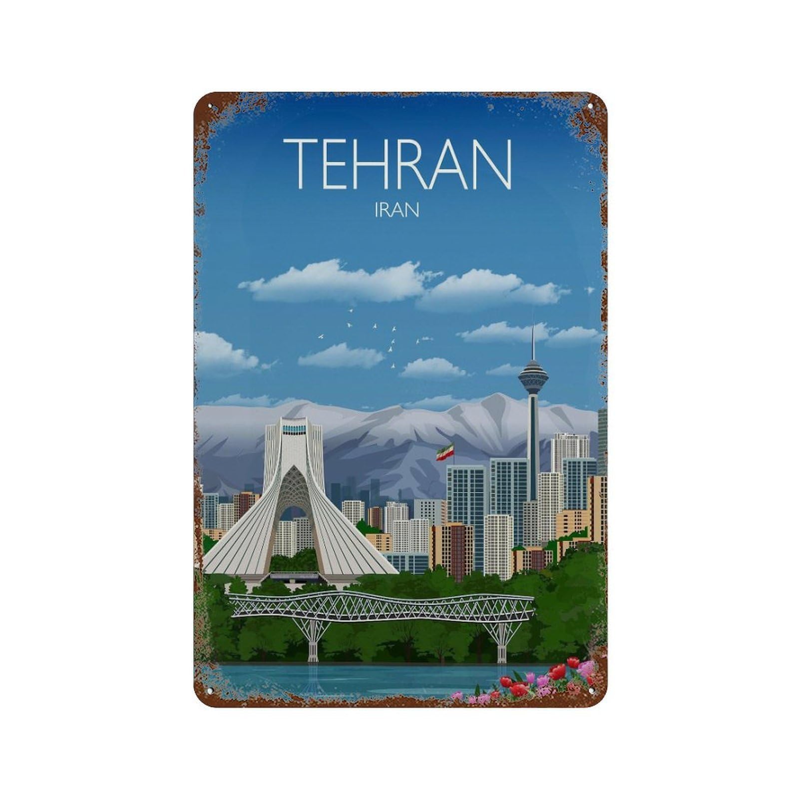 xiaoxiaoshen Travel of Tehran Iran (2) Wall Decor Art Metal Tin Poster Modern Home Decor Art Home Bar Shop Decorations Vintage Sign 30x20cm