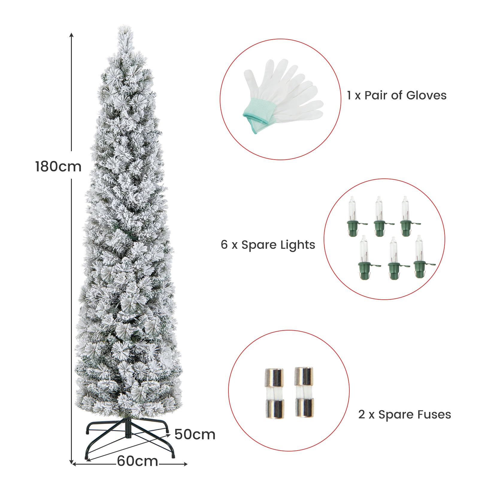 Albero Di Natale LIFEZEAL 180 Cm Con Luci LED Bianco Calde E Neve – 519 Punte, Struttura Metallica - 3